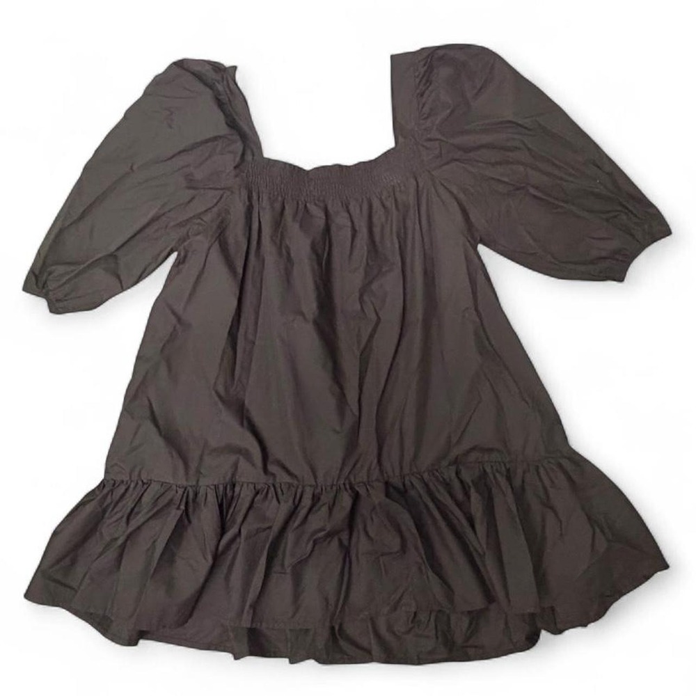 NWOT Anthropologie En Saison puff sleeve mini dress black, size L porch dress